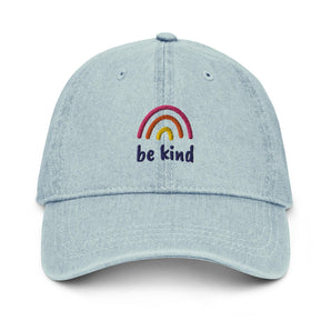 "Be Kind" Rainbow Denim Dad Hat - Melomys