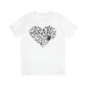 Butterfly Illustration Heart 100% Cotton Jersey Short Sleeve T-Shirt - Melomys