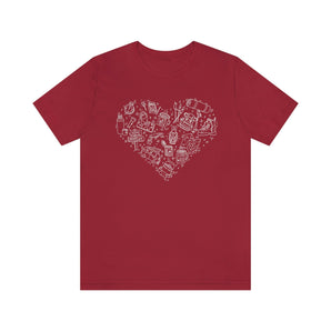 Camping Illustration Heart 100% Cotton Jersey Short Sleeve T-Shirt - Melomys