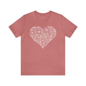 Floral Heart 100% Cotton Jersey Short Sleeve T-Shirt - Melomys