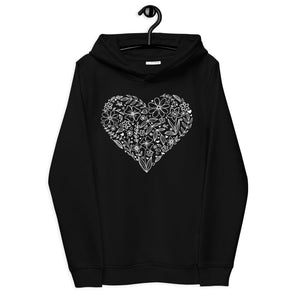 Floral Heart Women's Organic Cotton and Polyester Fitted Hoodie - Melomys