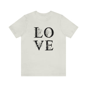 Floral Illustration "Love" 100% Cotton Jersey Short Sleeve T-Shirt - Melomys
