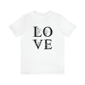 Floral Illustration "Love" 100% Cotton Jersey Short Sleeve T-Shirt - Melomys