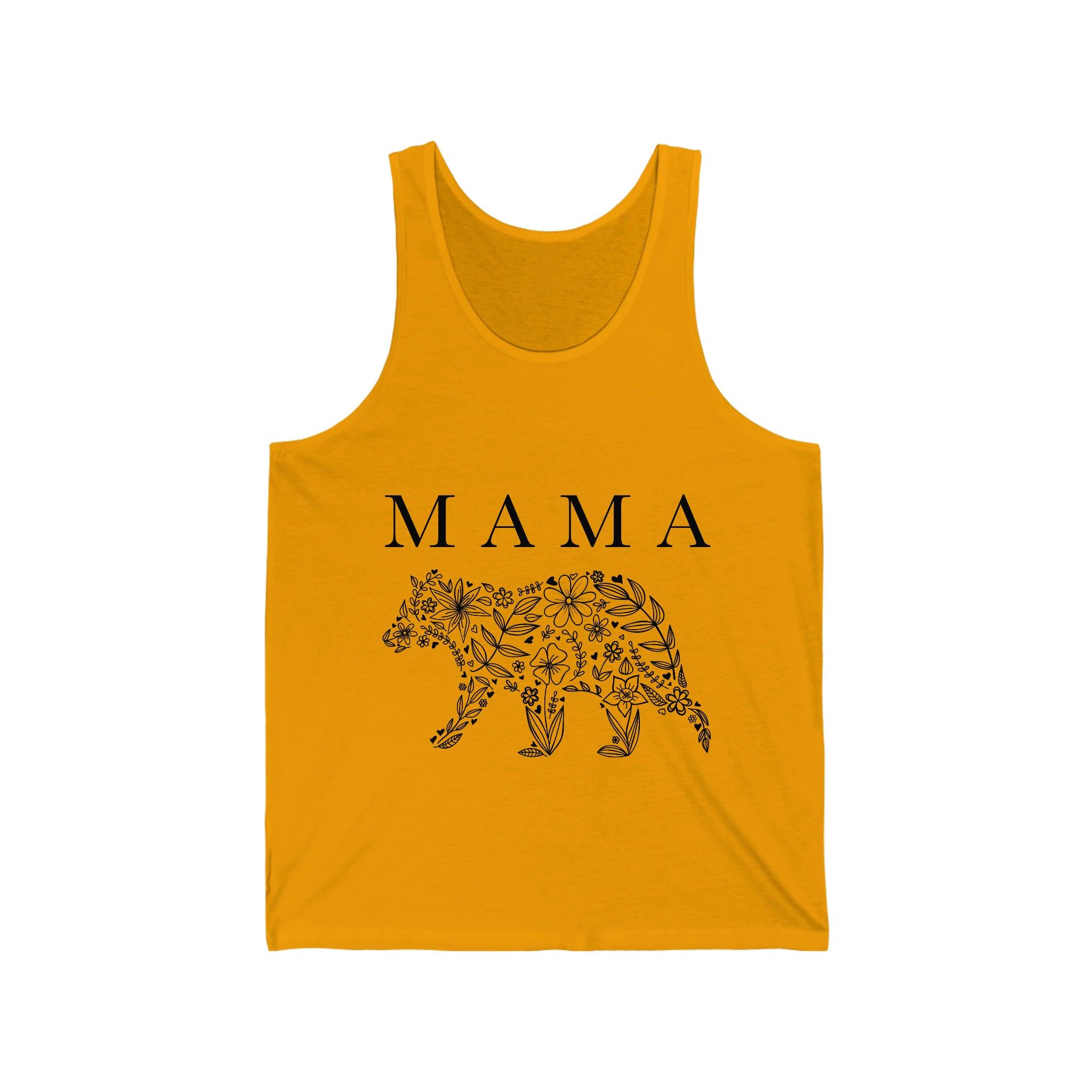 Floral Mama Bear 100% Cotton Unisex Jersey Tank - Melomys