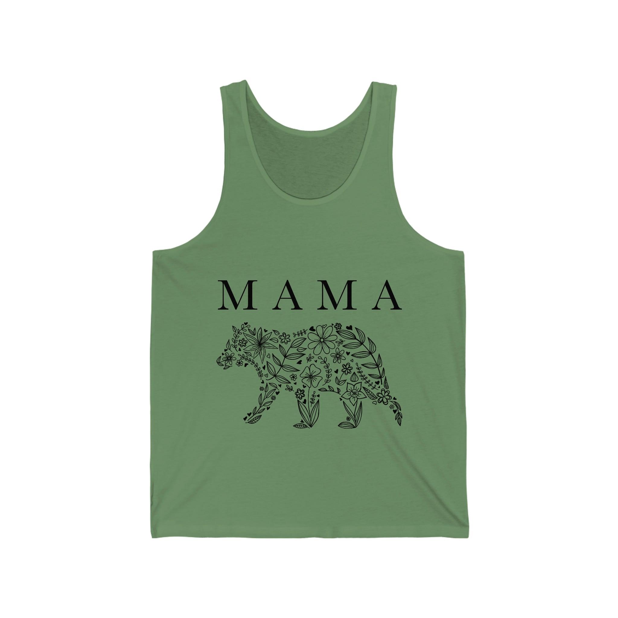 Floral Mama Bear 100% Cotton Unisex Jersey Tank - Melomys
