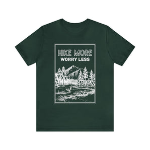 "Hike More Worry Less" Mountain Illustration 100% Cotton T-Shirt - Melomys