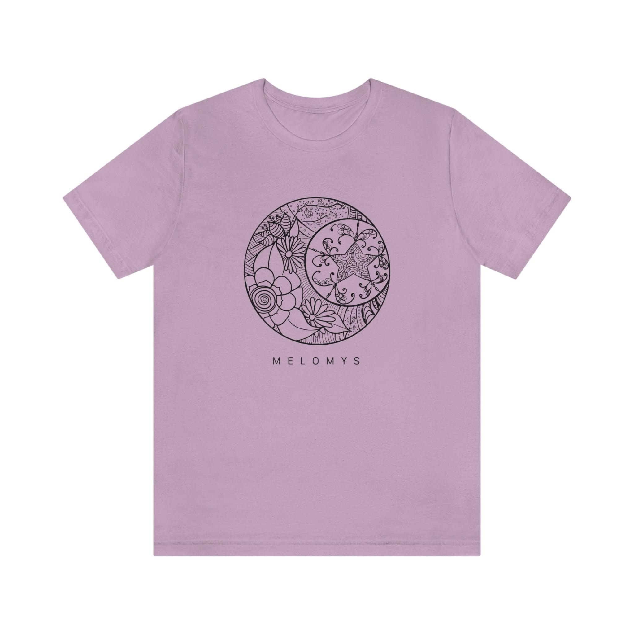 Melomys Moon And Star Zentangle 100% Cotton Jersey Short Sleeve T-Shirt - Melomys