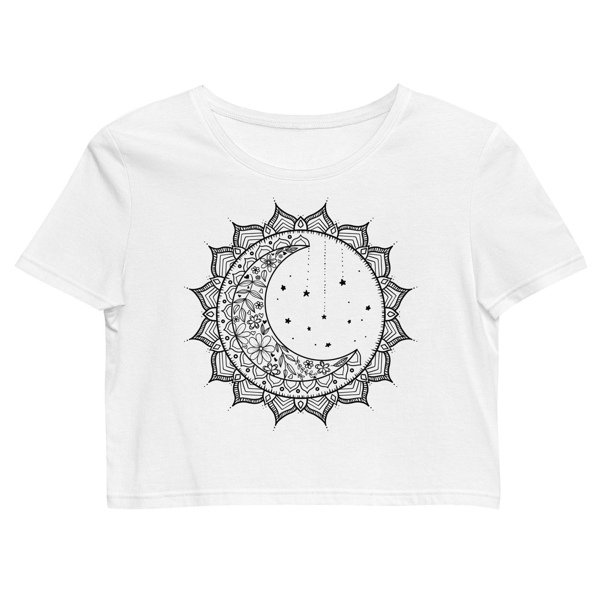 Sun And Moon Mandala 100% Organic Cotton Cropped T-Shirt - Melomys