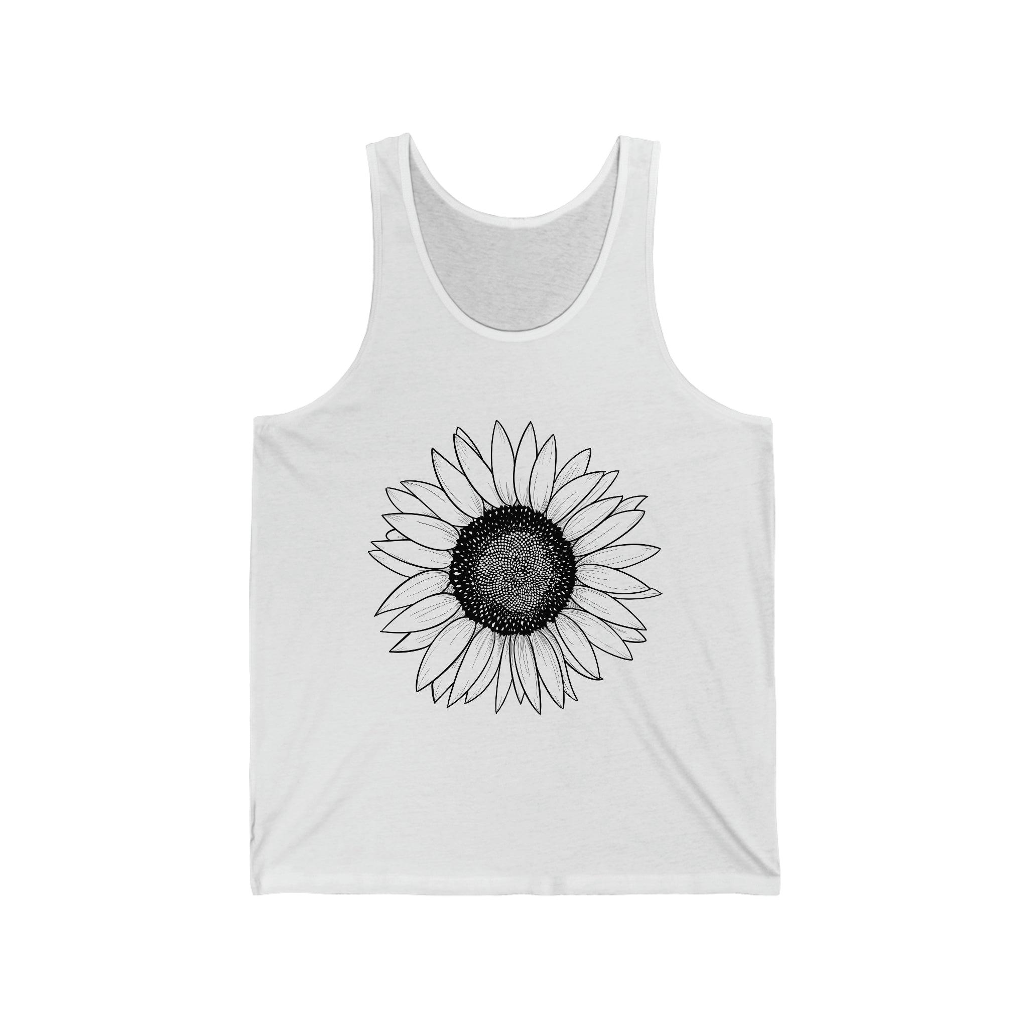 Sunflower Illustration 100% Cotton Unisex Jersey Tank - Melomys